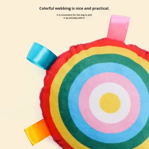 Pet Supplies Plush Frisbees With Bell Interactive Puppy Chew Toy <b>Rainbow</b> Bite-Resistant Teeth Grinding Squeaky Dog Training Toy - Product Image 4