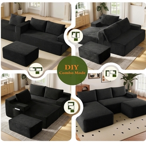 Sofá Modular en Forma de U Extra Grande, Sofá Seccional con Asientos Profundos, Tapizado en Tela de Pana, con Espuma Viscoelástica, <span class=keywords><strong>para</strong></span> Sala de Estar Moderna - Product Image 5
