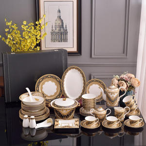 Luxury Palace Dining Room <b>Sets</b> <b>Dinnerware</b> <b>Sets</b> Europe Bone China Wholesale 58 Pcs Gift Box Party Hot - Product Image 1