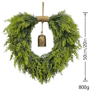 Couronne <span class=keywords><strong>de</strong></span> Noël réaliste <span class=keywords><strong>de</strong></span> 20 pouces en cyprès avec cloche pour <span class=keywords><strong>porte</strong></span> <span class=keywords><strong>d</strong></span>'<span class=keywords><strong>entrée</strong></span>, <span class=keywords><strong>d</strong></span>écoration intérieure/extérieure, mur, fenêtre, porche - Product Image 4