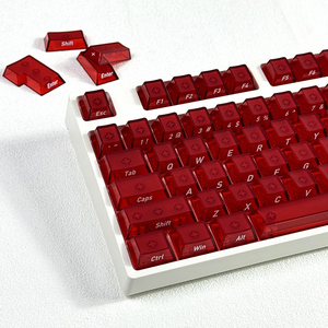HJSDZHI雾红色小全套樱桃键帽119键PC半透明樱桃面雕刻机械键盘 - Product Image 1