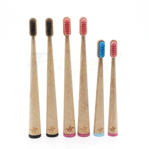 Natural Bamboo Toothbrush with Bamboo Wooden Case 100% Biodegradable Charcoal Tooth Brush for Kids and Adults BPA free