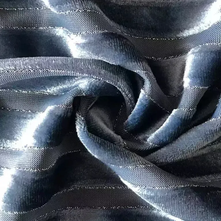 Wholesale 220GSM Lightweight Shiny Korea Soft Polyester Silver Glitter Lurex Velvet Fabric For Cloth