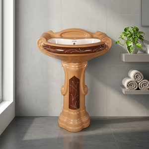 Lavabo de pedestal completo de diseñador negro Dolphin Zebra Vitrosa Lavabo Juego de fregadero Estilo esterlina India Precio al por mayor - Product Image 6