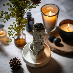 Support à encens multifonction en céramique - Brûleur pour bois de santal et Palo Santo, Porte-encens pour <span class=keywords><strong>sauge</strong></span> <span class=keywords><strong>blanche</strong></span> à usage domestique - Product Image 5