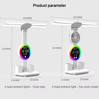 Lampe de bureau LED moderne pour le soin des yeux avec horloge numérique, contrôle tactile USB DC, lampe de lecture pliable pour la nuit