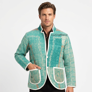 Indian Bohemian <b>Vintage</b> <b>Button</b> Reversible Breathable Eco-Friendly Quick Dry Knitted 100% Cotton V-neck Regular Length Jacket - Product Image 1