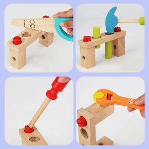 छोटे इंजीनियर बच्चों की लकड़ी की उपकरण किट, कमर बैग के साथ सेट-ठीक मोटर कौशल, रंग पहचान के लिए - Product Image 3