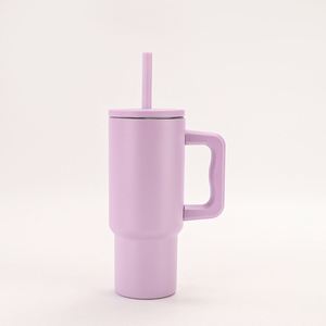 <b>40oz</b> H4.0 <b>Handle</b> Travel Car Mug Vacuum <b>Tumbler</b> Lid Straw Non-Slip ODM OEM Custom Color - Product Image 2