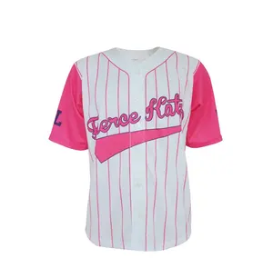 Hot Pink Baseball Jersey Losse 100% Polyester Custom Sublimatie Ademend Baseball Jersey