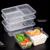 Wegwerp multi-compartiment rechthoekige takeaway fastfood fruitverpakking commerciële lunchbox