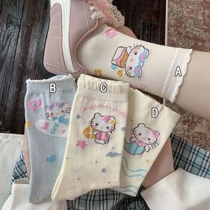 Calcetines de media pantorrilla transpirables con dibujos de gatos, para mujer, para todas las estaciones - Product Image 3