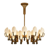 Luminaire suspendu en albâtre naturel importé d'Espagne, design 2026, nouvelle texture de luxe pour salon, chambre et salle à manger