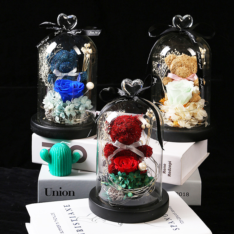 LED Light Glass Dome Teddy Bear