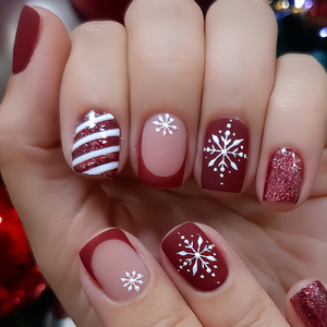 Collection de faux ongles de Noël à presser, assortiment festif, réutilisables et détachables, pour fêtes de fin d'année, vente en gros - Product Image 2