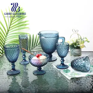 10Oz Effen Blauwe Kleur Glas Goblet, gekleurde Rode Wijn Glas Beker Roosteren Glaswerk Glas Champagne Glaswerk Sap Drinkbeker