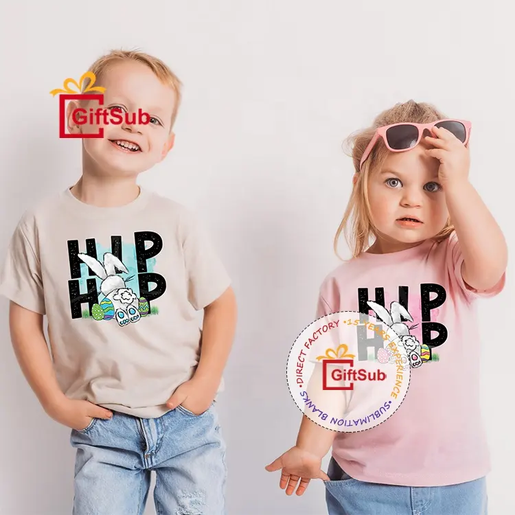 Fabrika süblimasyon boşlukları 100 Polyester bebek yürüyor gençlik T-shirt yeni renkler 190gsm Vintage pembe gri düz bebek çocuk T Shirt