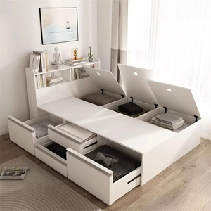 Cadre de lit tatami en bois sur mesure avec armoires sous le lit et structure de plateforme stable pour les maisons - Product Image 5