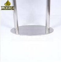 Base de table de bistrot moderne à double colonne en acier inoxydable poli, ovale, avec plateau supérieur noir