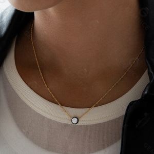 Pendentif en diamant Gemnel, or et noir, 2 tons, argent 925, collier avec pendentif en diamant CZ taille brillant pour femme - Product Image 4