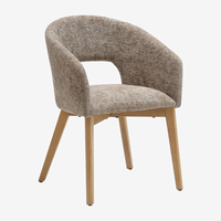 Chaise de salle à manger et de café en velours, style nordique moderne, avec pieds en bois et structure métallique, design évidé, pour hôtels et restaurants