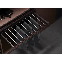 Accessoires de placard avec rails coulissants, porte-pantalons, porte-chaussures et plateau à bijoux pour l'organisation de la garde-robe