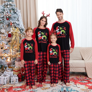 Set Piyama Cetak Bernapas untuk Musim Dingin, Pakaian Rumah Natal untuk Orang Tua dan Anak, Set Keluarga, Leher Bulat, Lengan Panjang - Product Image 5