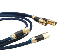 Câble de Microphone XLR or 3 broches xlr mâle à femelle câble en Fiber de carbone tresse en nylon bleu câble xlr broches en or
