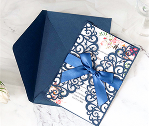 مخصص ليزر قطع نقش حروف استحمام الطفل نباتية لحفلات الزفاف + بطاقة دعوة تصميم فاخر ماريج مع جناح مغلف - Product Image 2