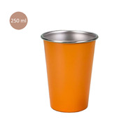 Tasse à café de voyage en acier inoxydable 304 à paroi simple, 250/260 ml, orange, pour jus, bière, thé, camping en plein air, restaurant, bar