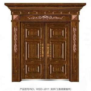 Puerta de acero de entrada de seguridad antirrobo de cobre y acero inoxidable de diseño de lujo moderno para entrada frontal de Villa y apartamento - Product Image 2