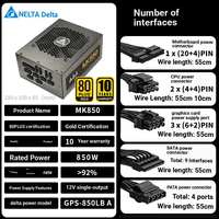 Delta 850W Gold 80 PLUS Certified Full Modular Desktop Computer Power Supply (Double 8Pin/Full Voltage/12V) Tersedia di Stok