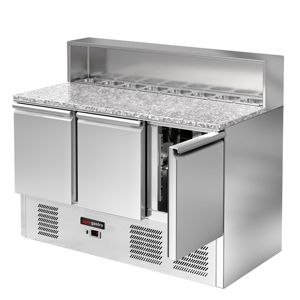GGM Gastro Saladette ECO Prep <b>Table</b> Cooling-1368mm-Triple Doors-Stainless Steel Top-Temperature Range +4C +10C-Energy - Product Image 5