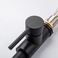 Robinet de cuisine Purorigin moderne en acier inoxydable, robinet extractible de luxe à ressort, finition or poli et noir, monocommande pour cuisine