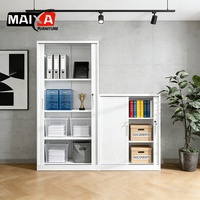 Armoire de classement moderne en acier avec porte à enroulement, meuble de rangement métallique à portes tambour, armoire en fer pour bureau et cuisine (4 compartiments)