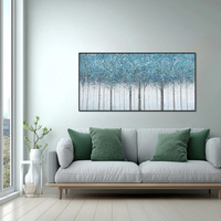 Peinture à l'huile abstraite contemporaine, nature morte forêt bleue neutre, peinte à la main sur toile, art texturé décoratif à suspendre, décoration intérieure