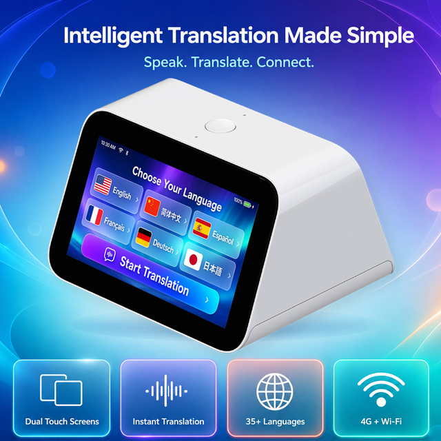 Portable Multilingual Translator Device 5 Inch Dual Screen Two Way Voice Translation for International Business Communication