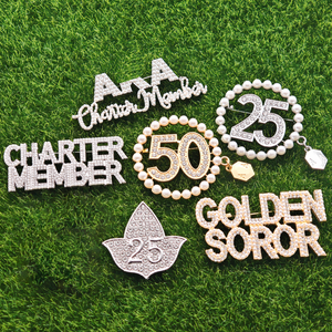 Broche personnalisée en métal avec strass, épingles de sécurité pour hijab, foulard, infirmière, remise de diplôme, fierté grecque, lettres grecques, bijoux en perles, badges - Product Image 1