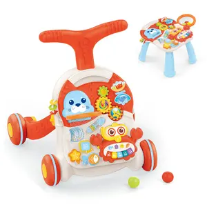 multifunctional 3 in 1 toddler car learning walking activity baby hand push walker toy with music