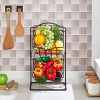 Noordse koolstofstalen dubbeldekker niet-opklapbare staande rechthoekige multifunctionele badkamer fruit- en make-up opbergrek Zhejiang
