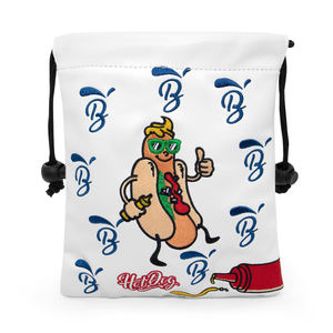 Nouvelle conception, pochette de golf en cuir PU avec broderie de hot-dog blanc, pochette pour balles de golf et organisateur de tees - Product Image 1