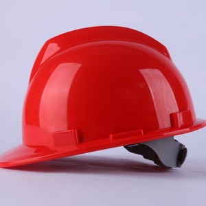Casque de sécurité rouge de type V sans fentes, 6 points de suspension, en ABS, pour travaux de construction - Product Image 1