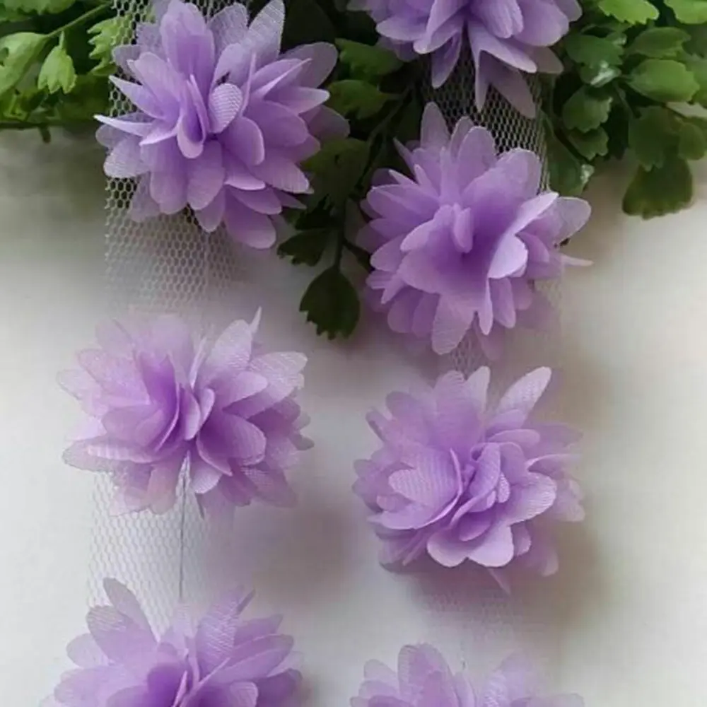 4CM 3D Chiffon Cluster Blumen Hochzeit Trimmen Dekoration Band Spitze TRIM Für Bekleidungs zubehör