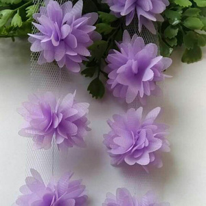 Pita Dekorasi Pangkas Pernikahan, Aksesori Pakaian Bunga Rangkaian Sifon 3D 4CM, Pita Hiasan Renda - Product Image 1