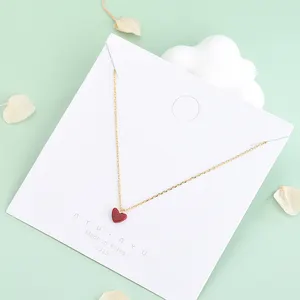 Custom Valentine's Day Gift 925 Sterling Silver Small Heart Necklace New Fashion Gold Plated Red Heart Necklace Pendant