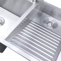 Évier de cuisine et de buanderie fait main en acier inoxydable 700x480mm