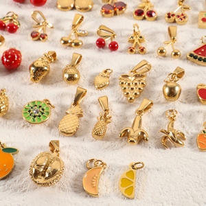 Minimalista Diy COLLAR COLGANTE 18K chapado en oro impermeable esmalte fruta encantos piedra cereza fresa limón encanto colgante - Product Image 2