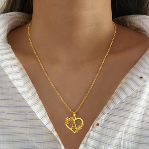 Collar creativo de moda de acero inoxidable, flor de amor Simple, corazón hueco, letra inglesa, accesorios de joyería