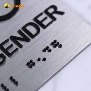 Letrero personalizado de acero inoxidable y plata cepillada, señal de barrera para el baño, señal Braille, gran oferta, 2022 - Product Image 5
