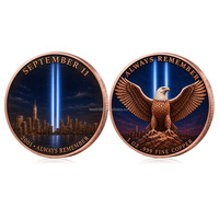 Pièce de monnaie commémorative personnalisée 1OZ .999 en cuivre fin, pièce de défi colorée en souvenir de 9/11